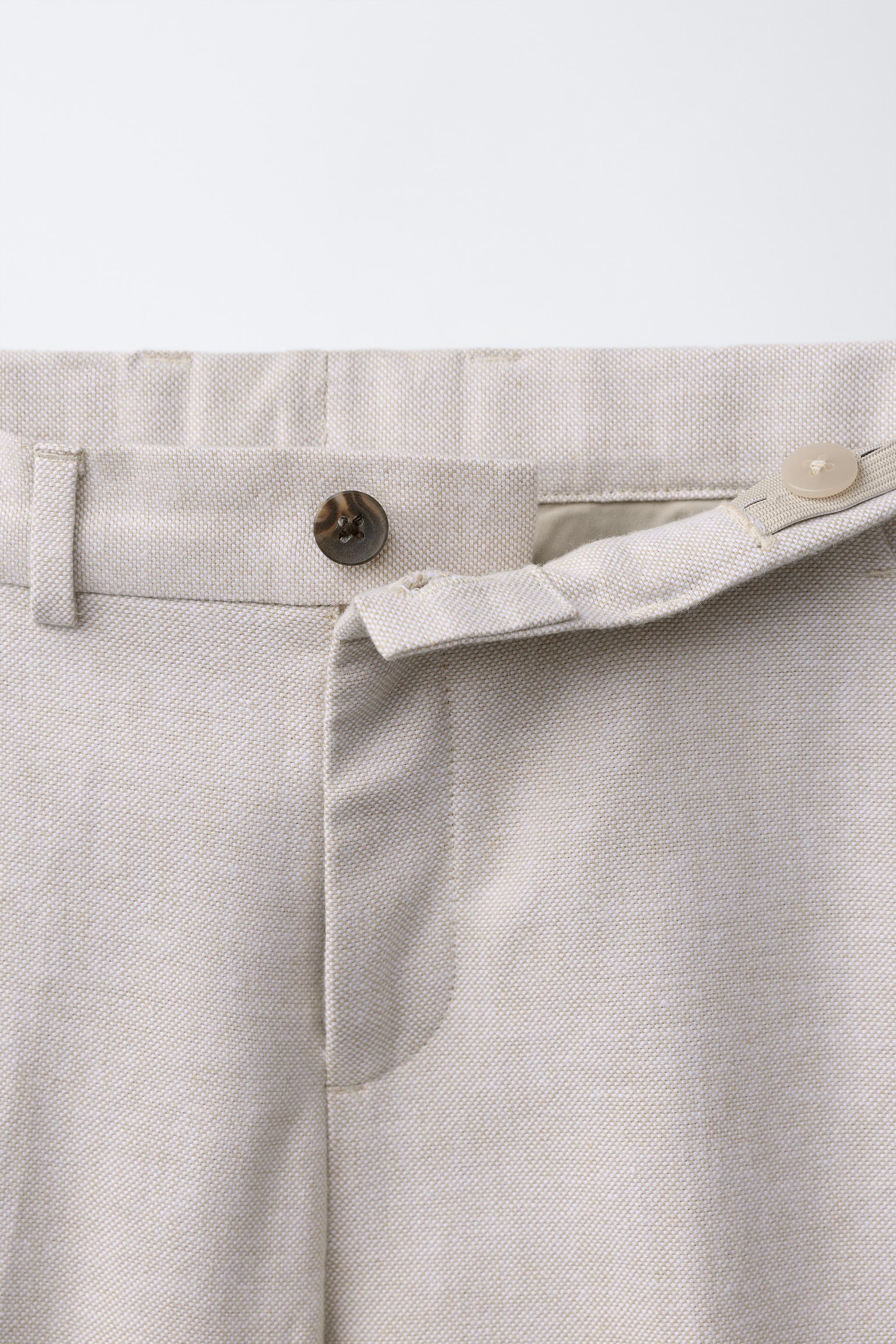 COTTON LINEN BLEND SUIT PANTS